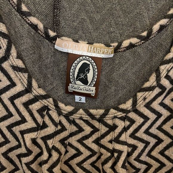 EUC Olivia Harper for Lee Lee’s Valise chevron sweater set in brown/tan/gold, 2X - Picture 2 of 12